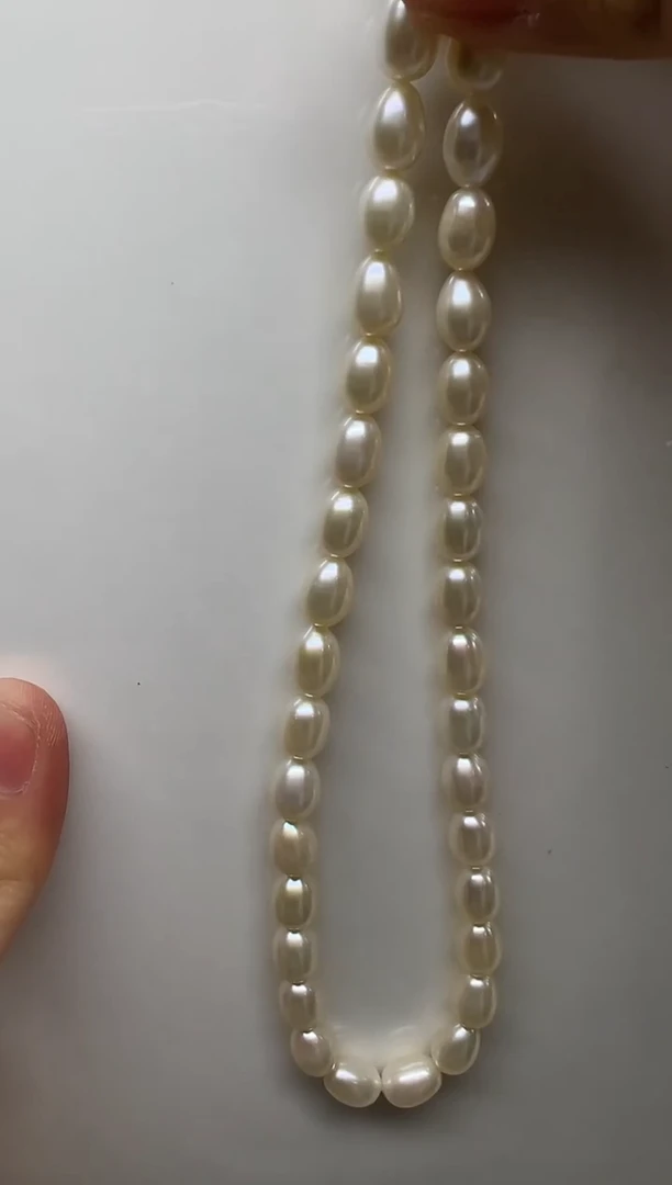项链未镶嵌淡水珍珠极光白无核米胖子8-9mm