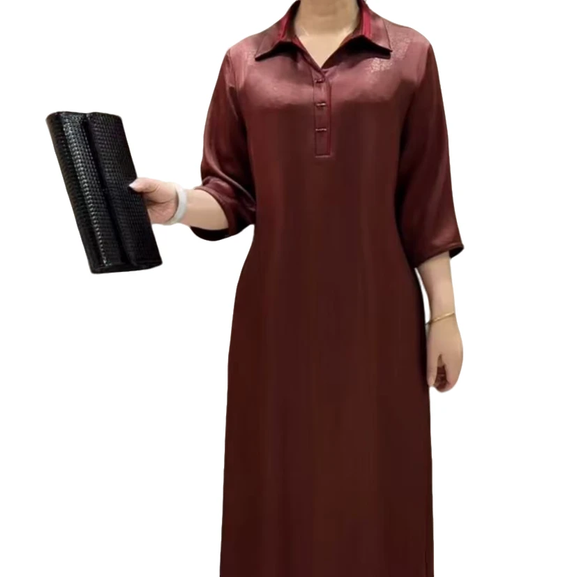 2025时尚新款休闲气质妈妈装女士连衣裙