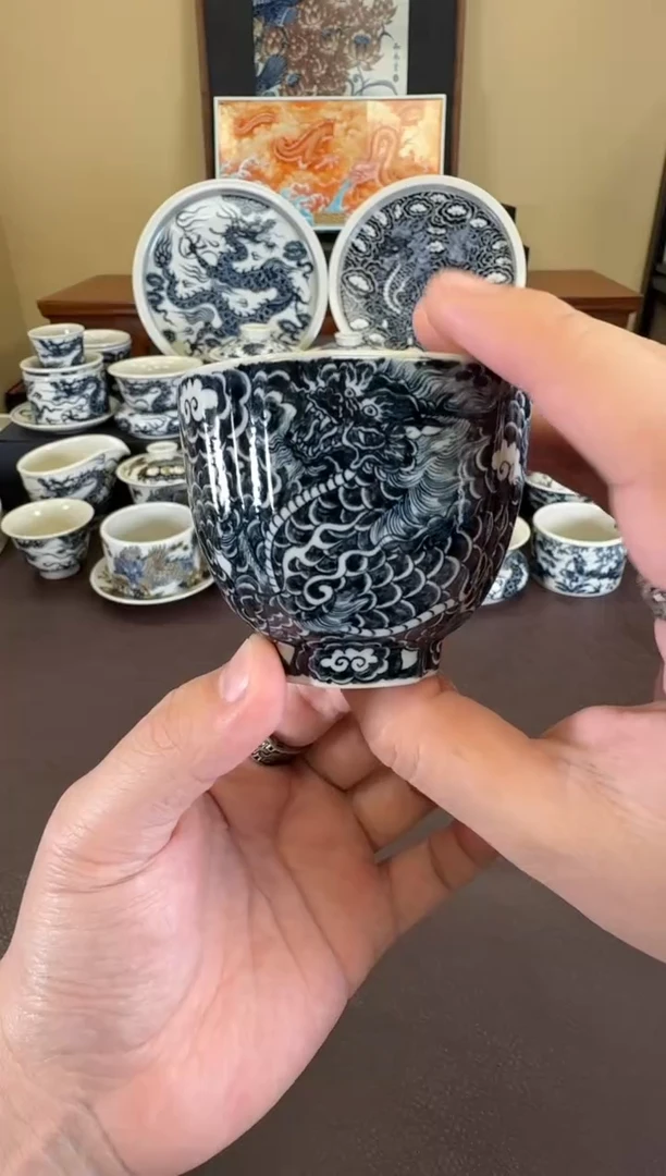 二号釉云墨麒麟手雷杯