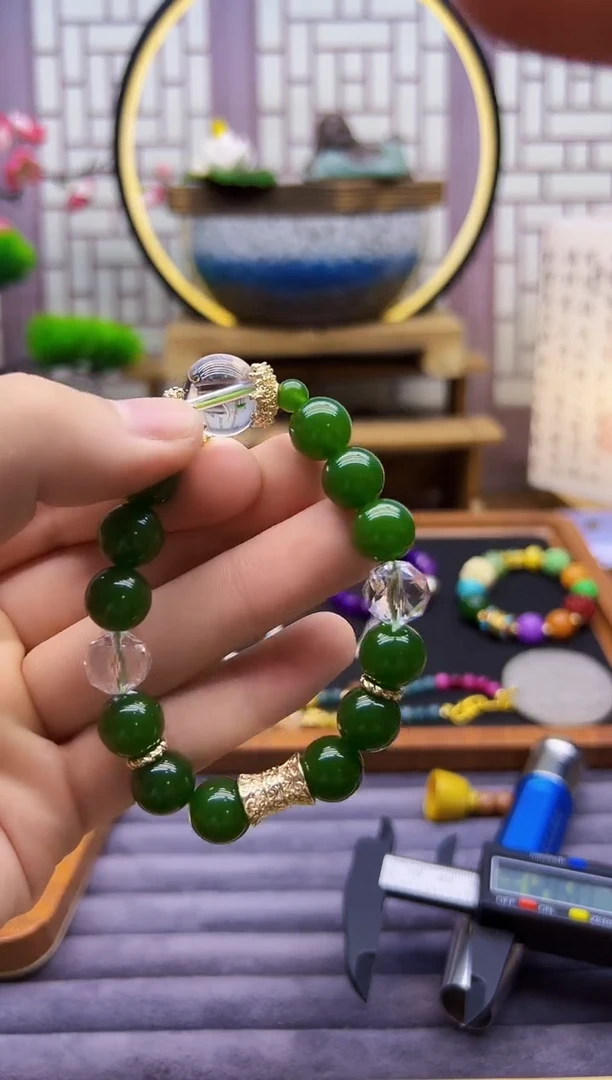 手链14K金镶嵌和田玉S427