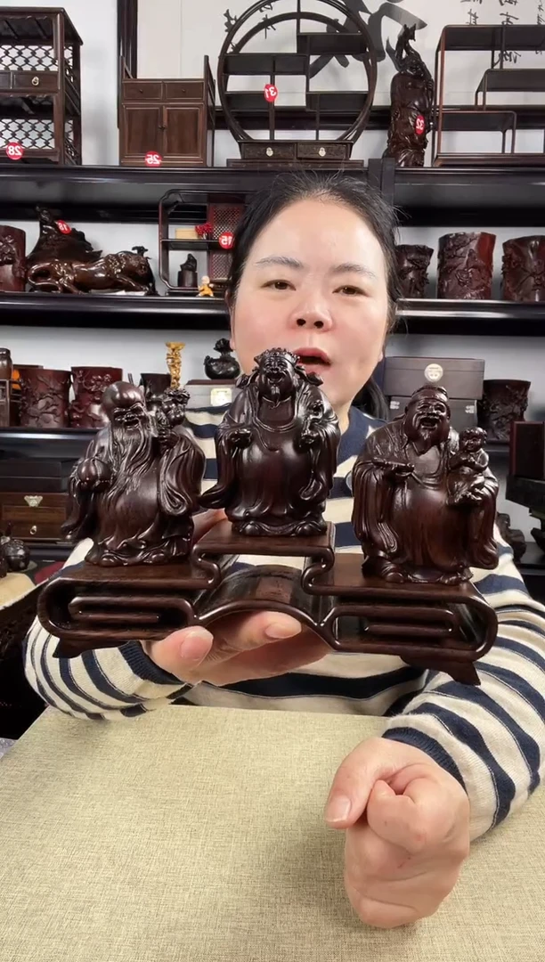 木三连+福禄寿老李红木工艺品