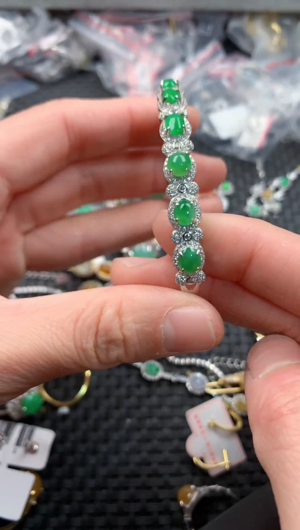 银S925镶嵌戒指翡翠555   7