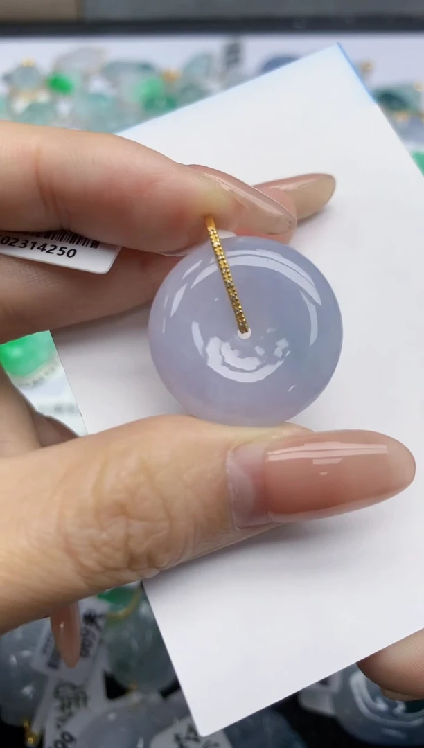 【闪购商品】翡翠挂件18K金镶嵌天然翡翠A货