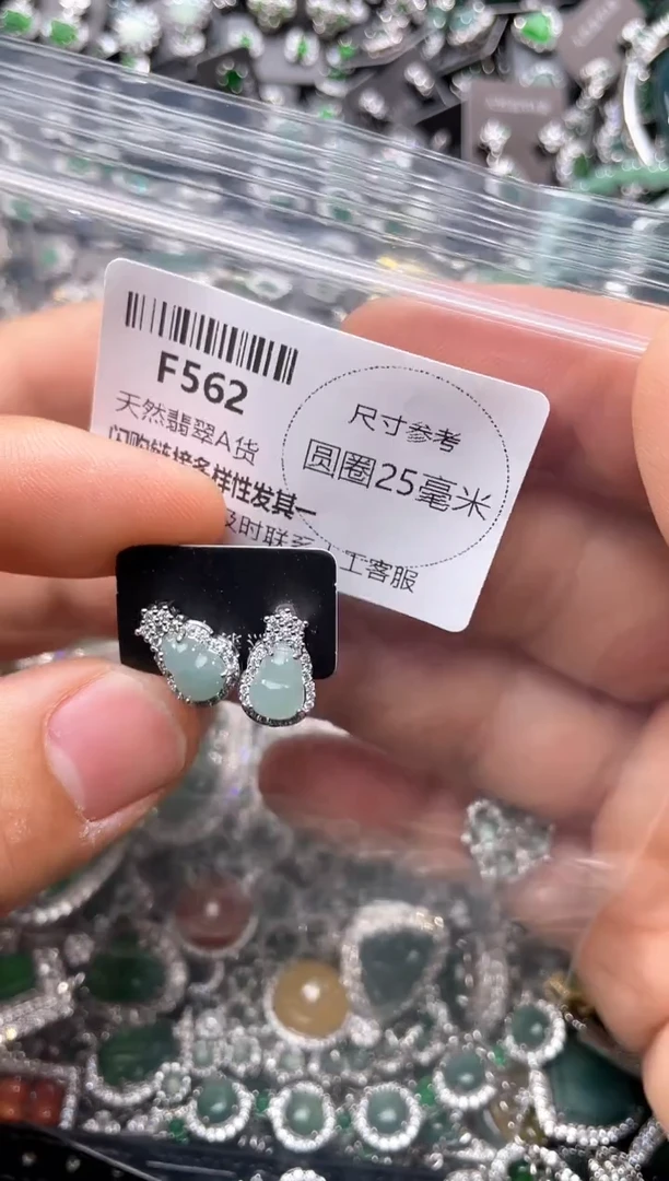 翡翠未镶嵌颈饰F562耳钉