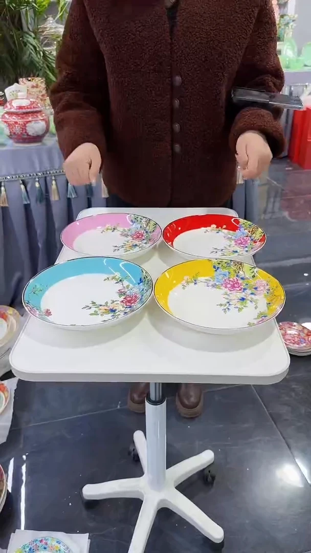 【闪购商品】瓷片8英寸圆深盘4个景德镇陶瓷【秦坊】