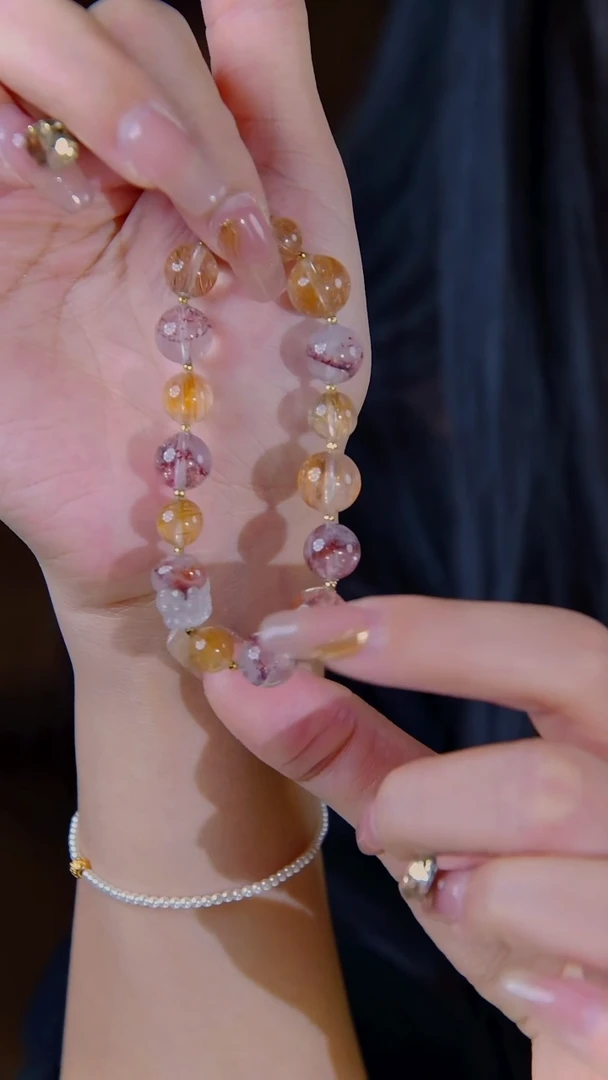 18K金镶嵌手链水晶铜顺金草莓