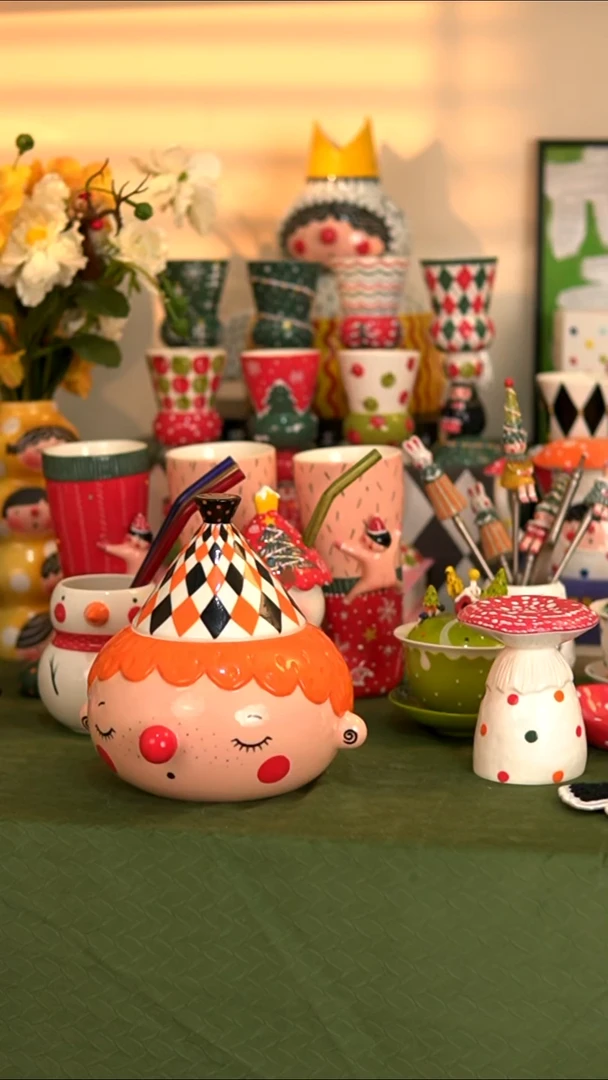 .喜上陶社大头储物罐子