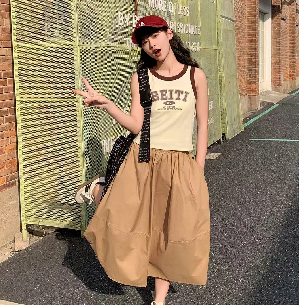 99013高端专享女童夏季天花板半身裙藏青（B）