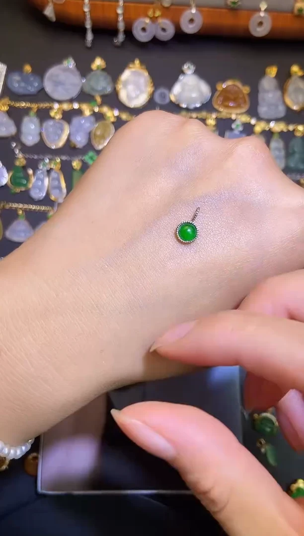 翡翠银S925镶嵌吊坠(不含链)天然a货翡翠