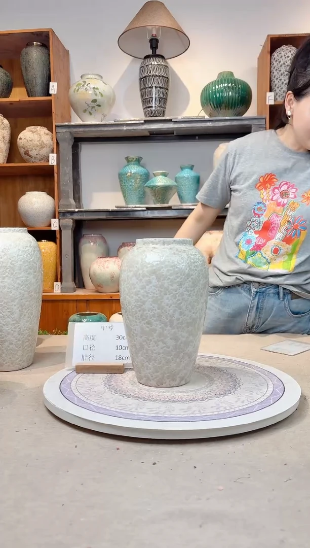瓶陶瓷花瓶   茶白 中号 正品
