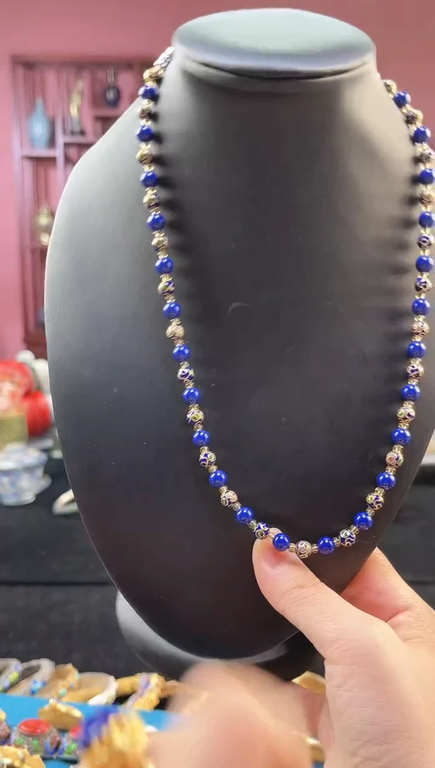 非遗技艺 景泰蓝项链宝蓝0.6