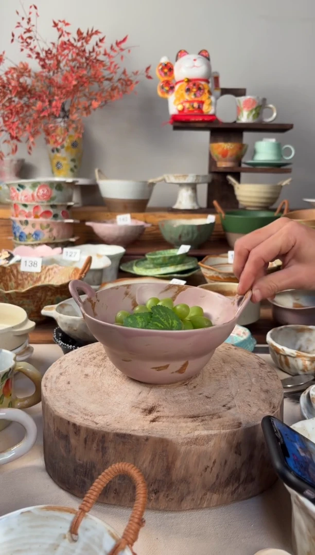 陶瓷017-粗陶双耳碗