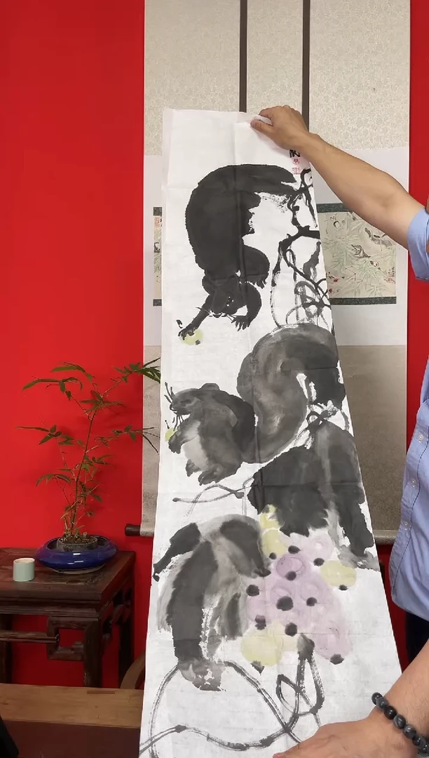 书法WX蔡红祥 松鼠136*34cm