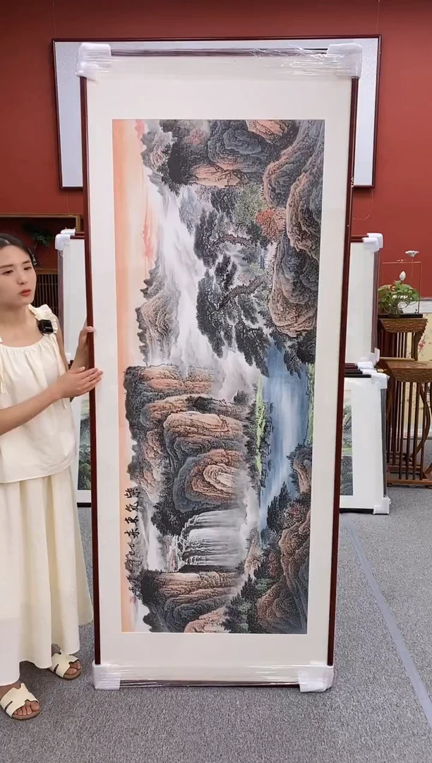 国画手绘现货紫气东来219*88