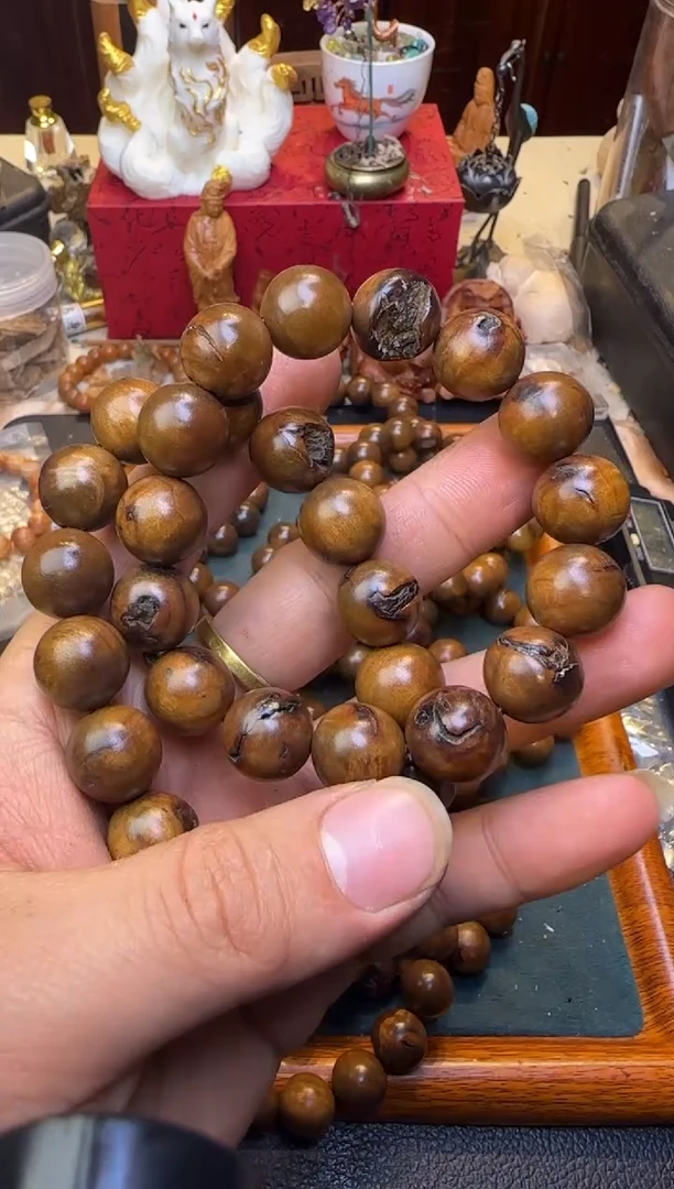 【闪购商品】枣木把件雷痕单圈15mm不带配饰