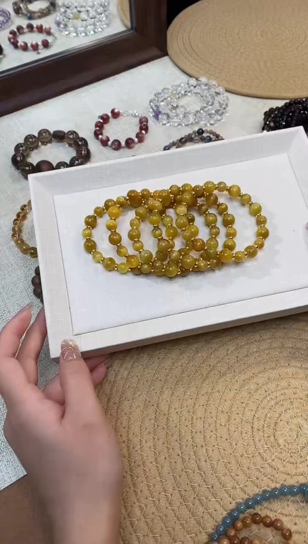 合金手链水晶《奔富》闪电纹金虎眼石设计款手串8-10mm多样性一