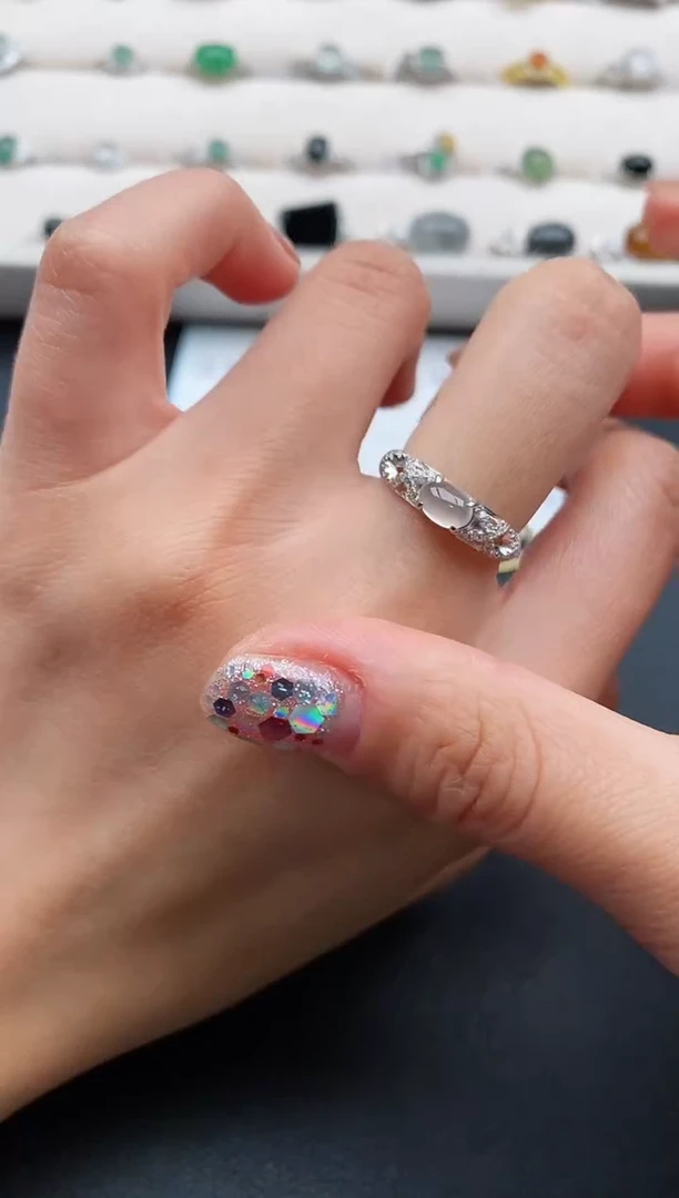 银S925镶嵌戒指翡翠555555555+4