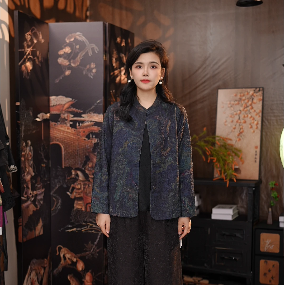 新款百搭精致妈妈装复古风女士小衫气质显白外套春秋可穿6953