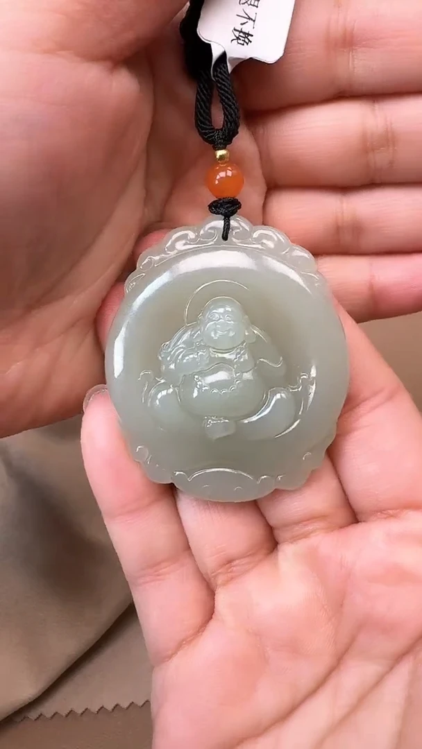 【闪购商品】和田玉吊坠未镶嵌0354和田玉圆牌笑佛吊坠