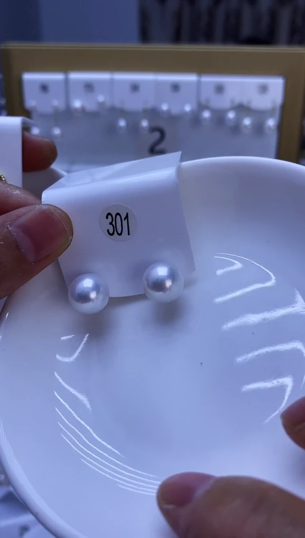 银S925镶嵌耳饰淡水珍珠301