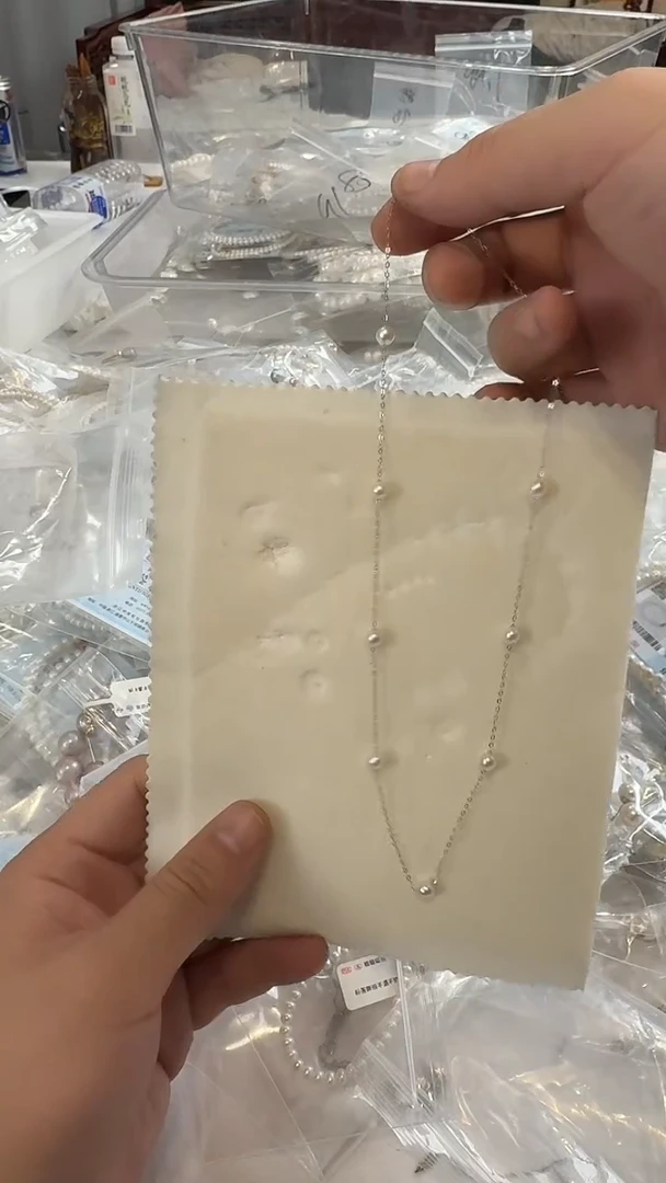 项链银S925镶嵌淡水珍珠6mm 满天星-孤品