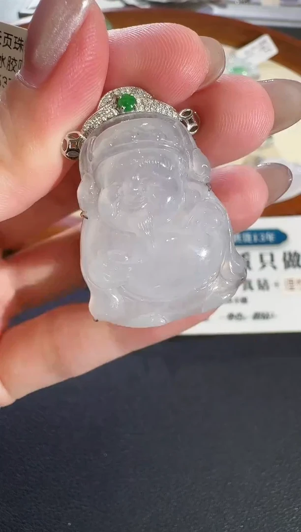 翡翠18K金镶嵌吊坠(不含链)【源头工厂】钻石镶嵌