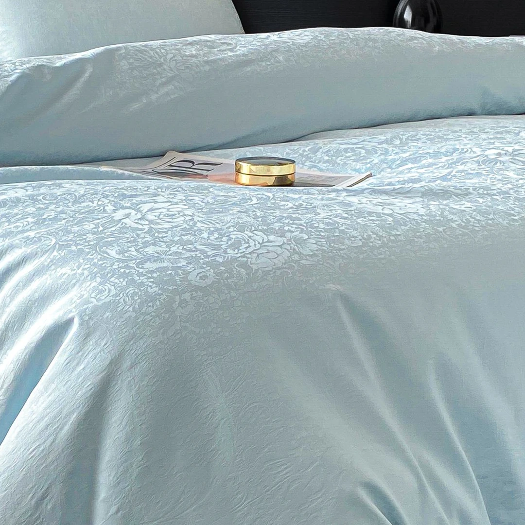 【专柜断码】轻奢超柔提花长绒棉纯棉四件套-花蝴蝶/浅蓝