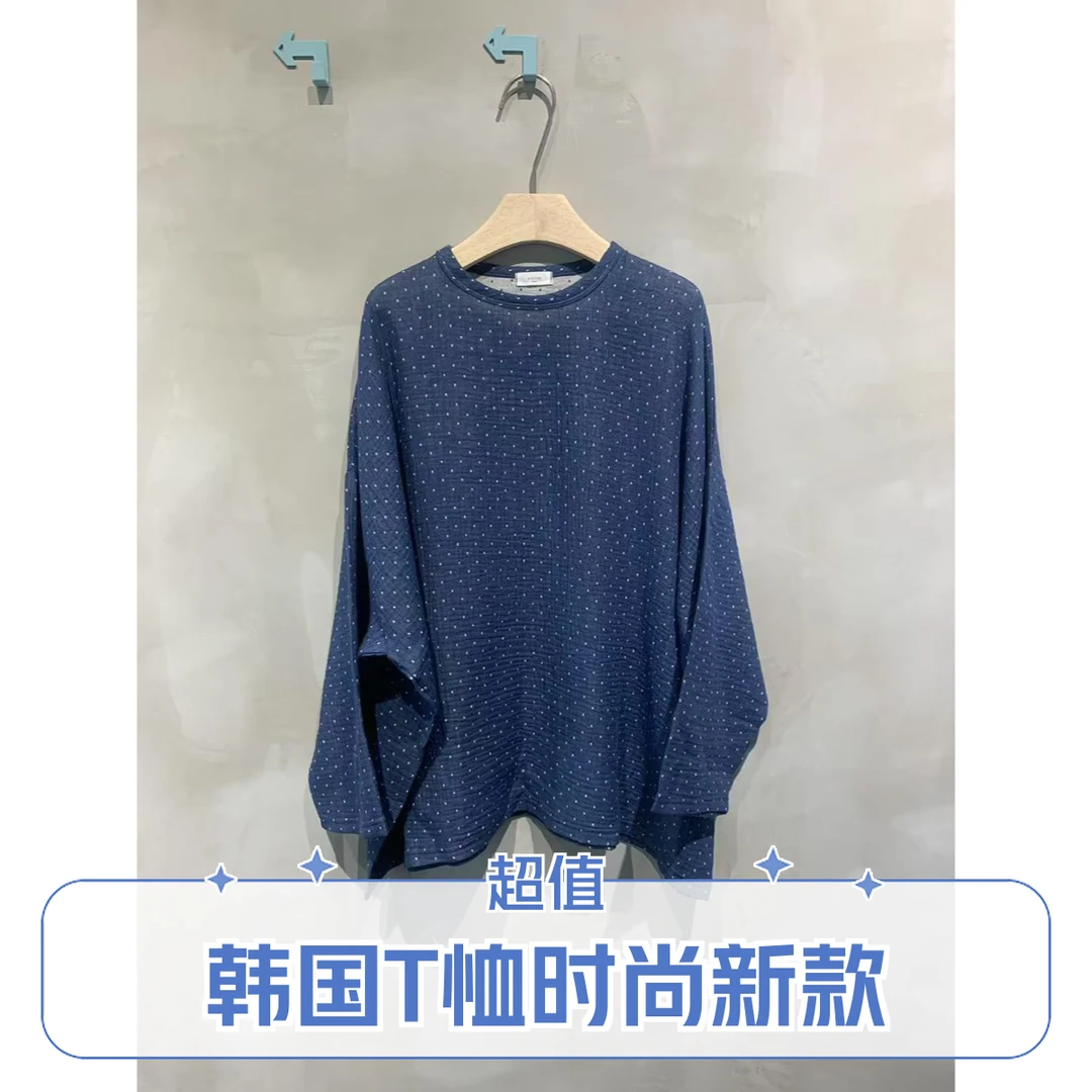 韩国波点新款T恤双层棉纱