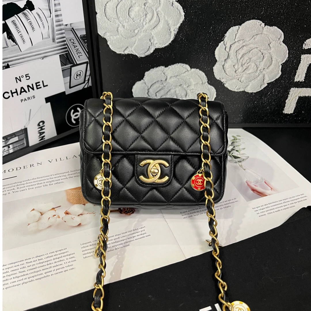 95新 Chanel/香奈儿 黑金23C限量法郎筹码方胖子B2144#