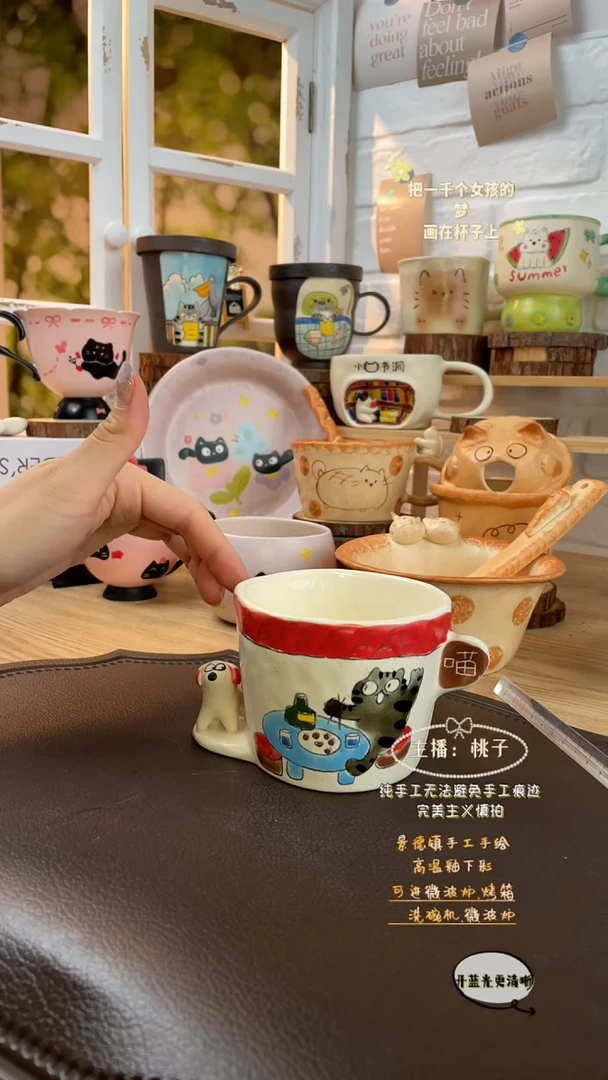 摆件景德镇创意手绘可爱设计师款文创礼物小狗
