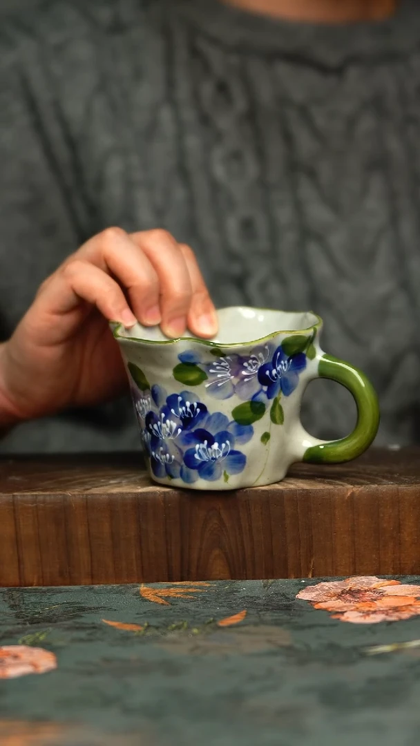 杯釉下彩手工手绘同款陶器