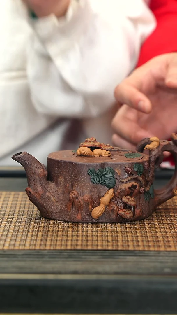 【闪购商品】紫砂茶壶XS21灵芝松桩 紫玉金砂