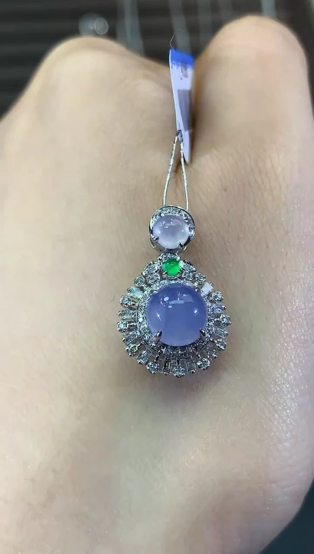 吊坠(不含链)18K金镶嵌翡翠B199 紫货有色差