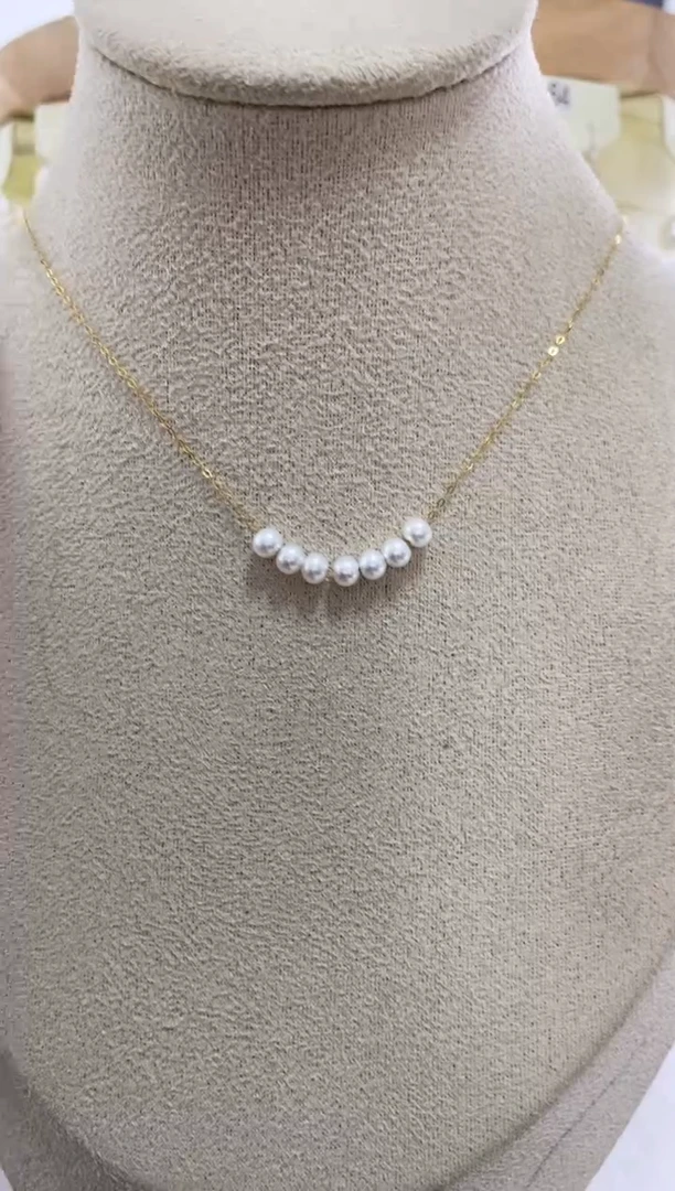 【闪购商品】淡水珍珠项链18K金镶嵌微笑链