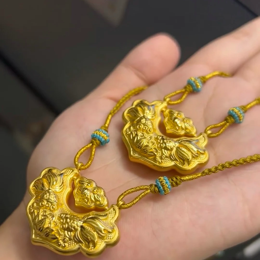 足金999精品3D硬金（锦鲤锁多样性发其一）