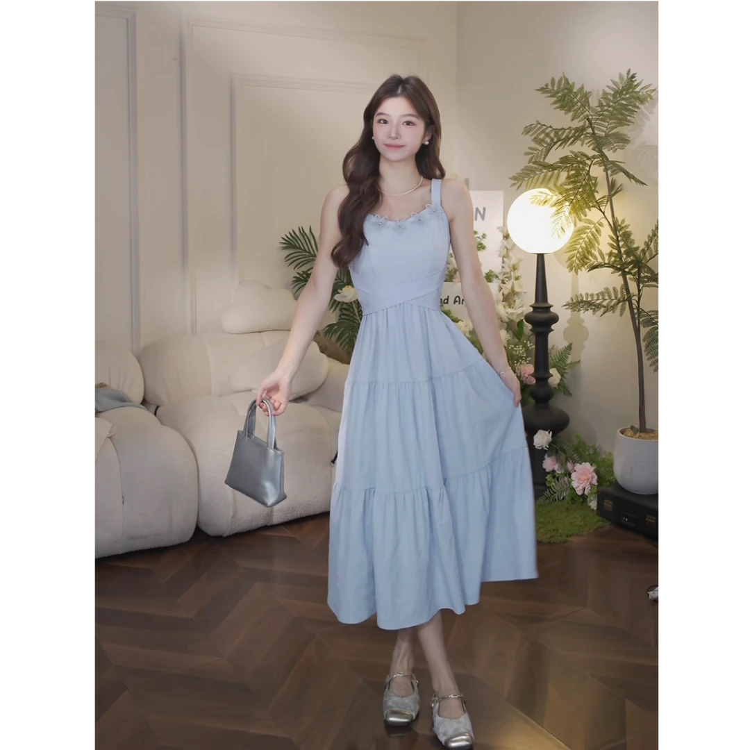 鹿向南「粉丝福利」蓝色系设计感女春夏连衣裙DYL661756