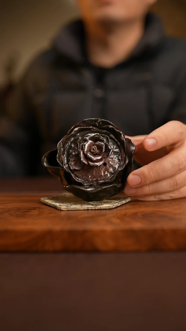 【闪购商品】杯122北山老师柴烧手捏紫砂南瓜壶