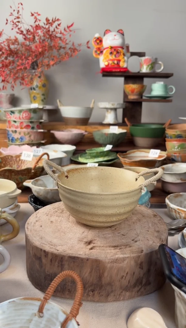 陶瓷003-粗陶麻绳碗