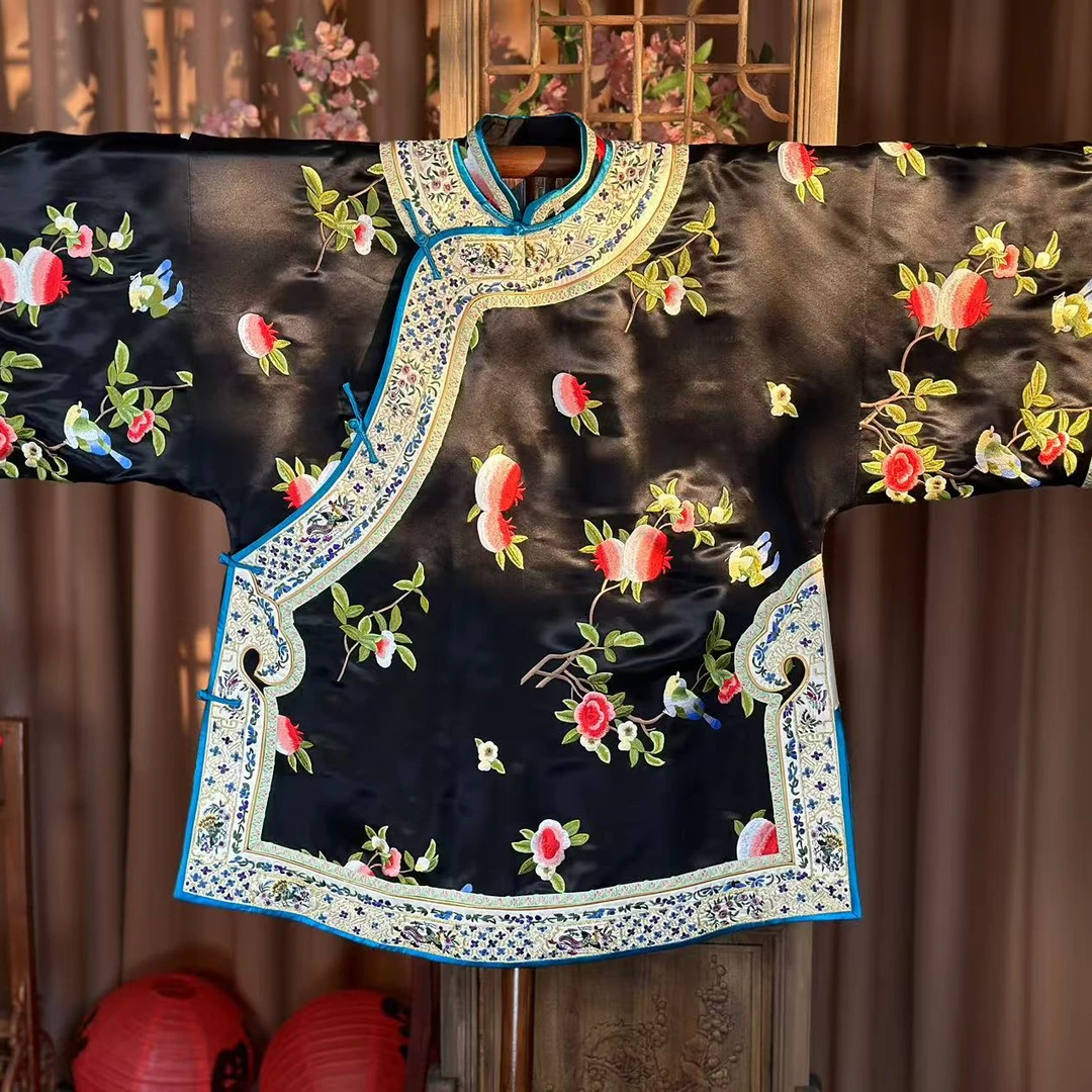 硕果累累丨三禧司复古斜襟桑蚕丝刺绣上衣yn