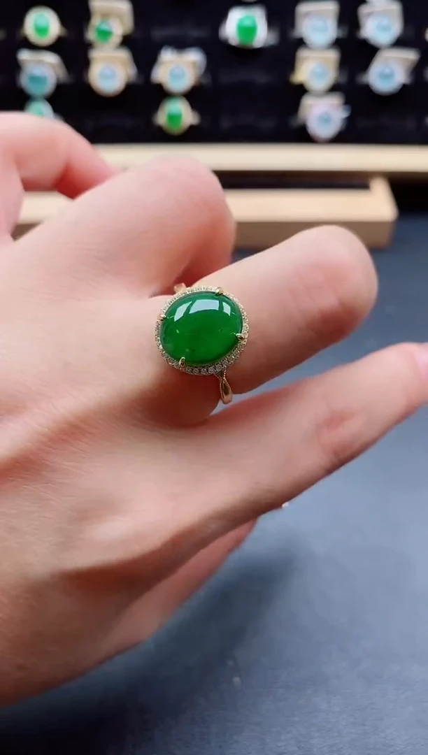 银S925镶嵌戒指翡翠1