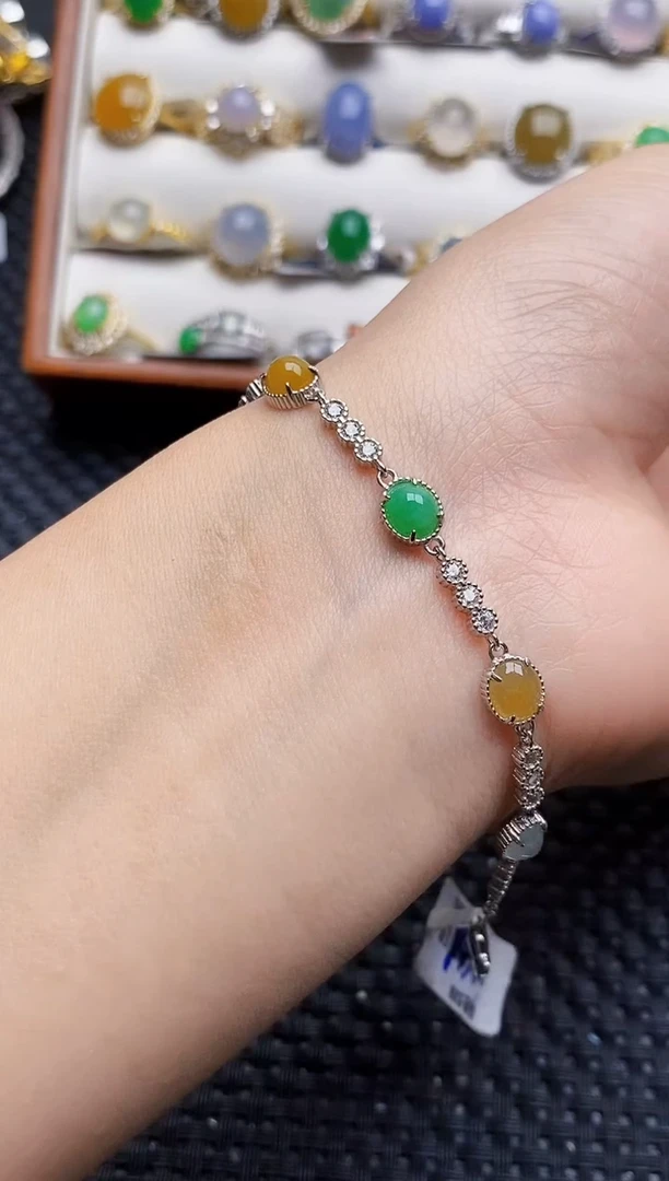 银S925镶嵌戒指翡翠7634