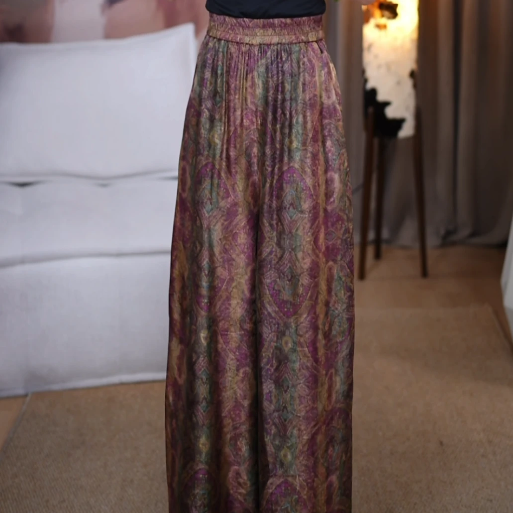 『北云』桑蚕丝时尚设计显瘦气质设计师宽松裤子