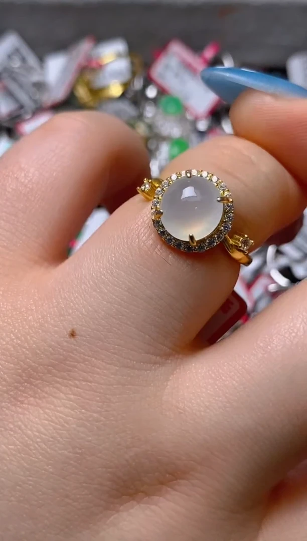 银S925镶嵌戒指翡翠百内无证书