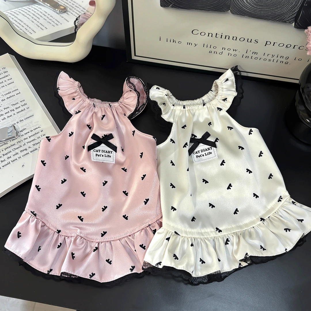 可爱夏季狗狗猫咪睡衣宠物裙子适合约克夏西施泰迪博美复古