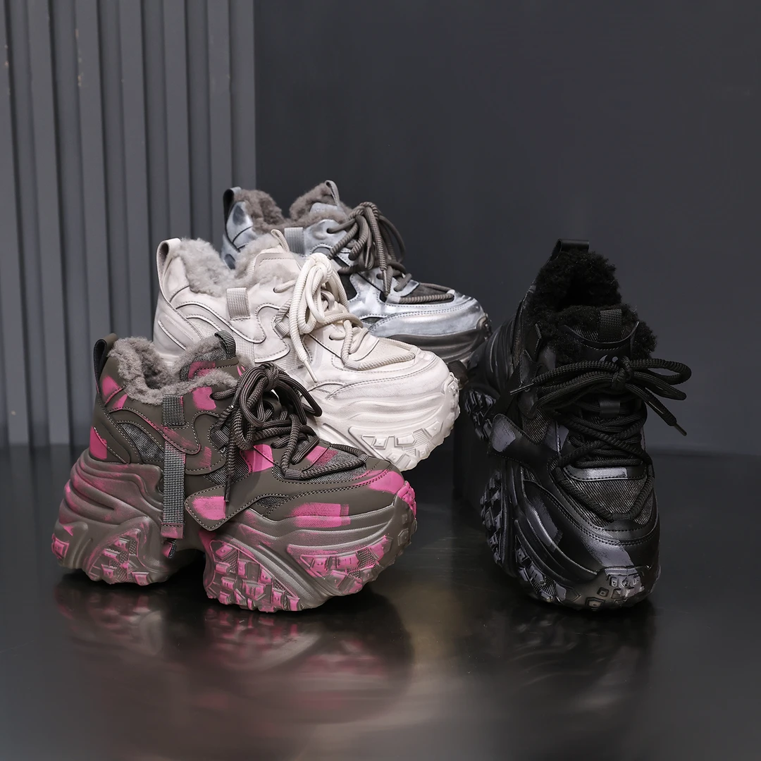 【红】【大棉加绒/单里】2025年冬季新款增高老爹鞋女加厚休闲鞋百搭