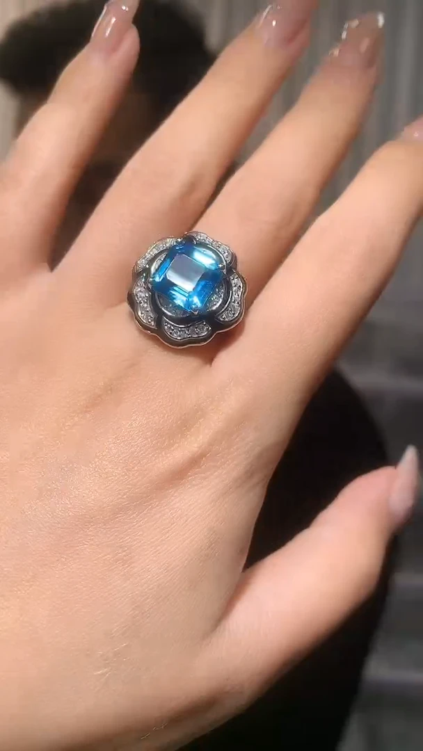 银S925镶嵌戒指托帕石【宝石世家严选】