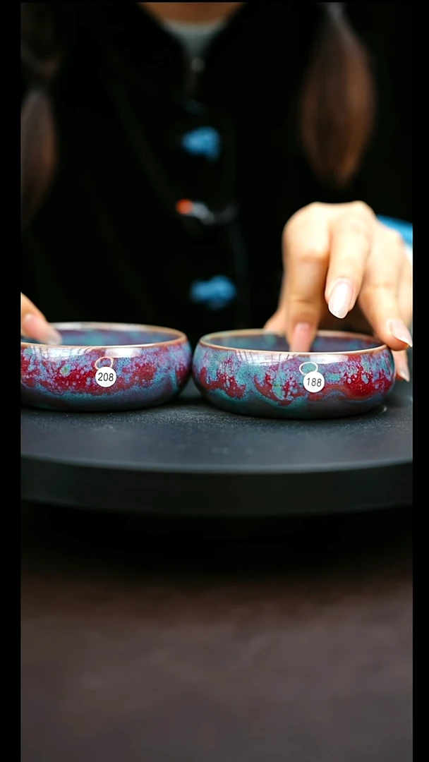 王*188#208#原矿钧瓷炉钧釉2个普洱杯