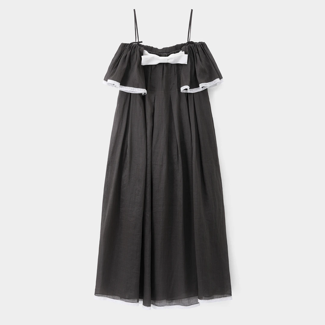 REP-MARCHEN设计师品牌 灰陶/朝露白橘园抹胸连衣裙25SS新款