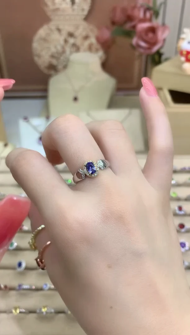 银S925镶嵌戒指坦桑石蓝