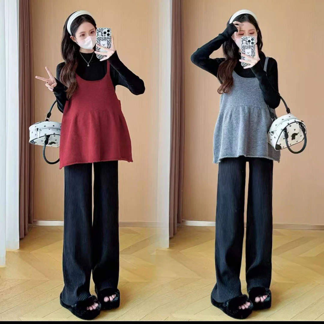 婷婷家吊带针织衫女气质百搭假两件上衣冬季别致长袖打底